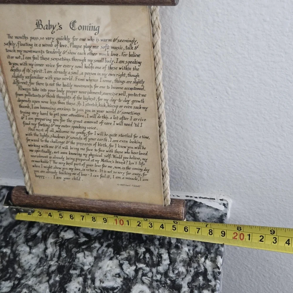 Baby Coming Poem by Carol FITCHETT, 1982, The SCROLL SHOP Inc Boho Chic‎ Decor
